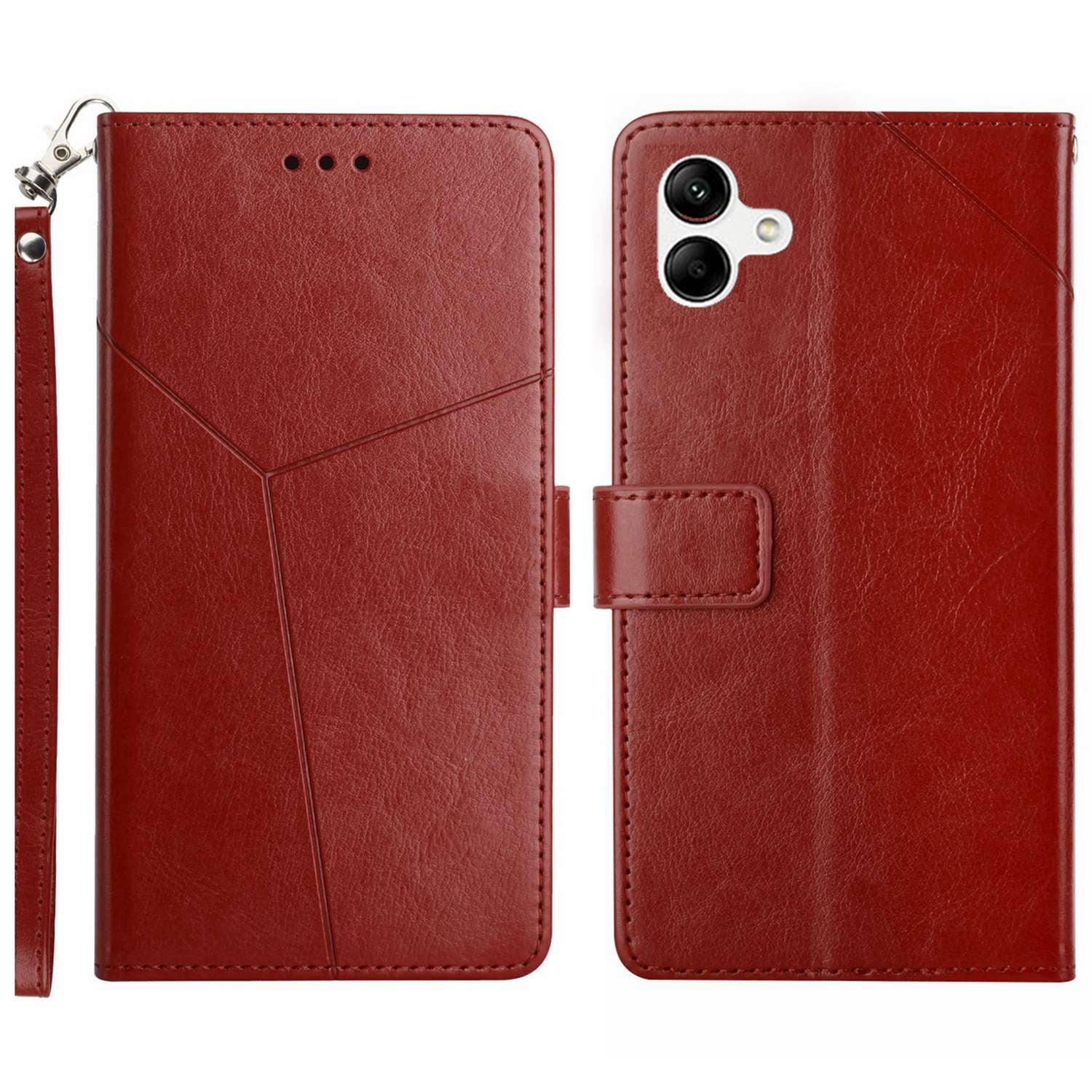 HT01 til Samsung Galaxy A05 4G etui Y-formet linje påtrykt læder pung telefoncover HT01 til Samsung Galaxy A05 4G etui Y-formet linje påtrykt læder pung telefoncover